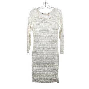 Chelsea & Violet Textured Lace Sheath Dress Midi Long Sleeve Ivory Size Medium